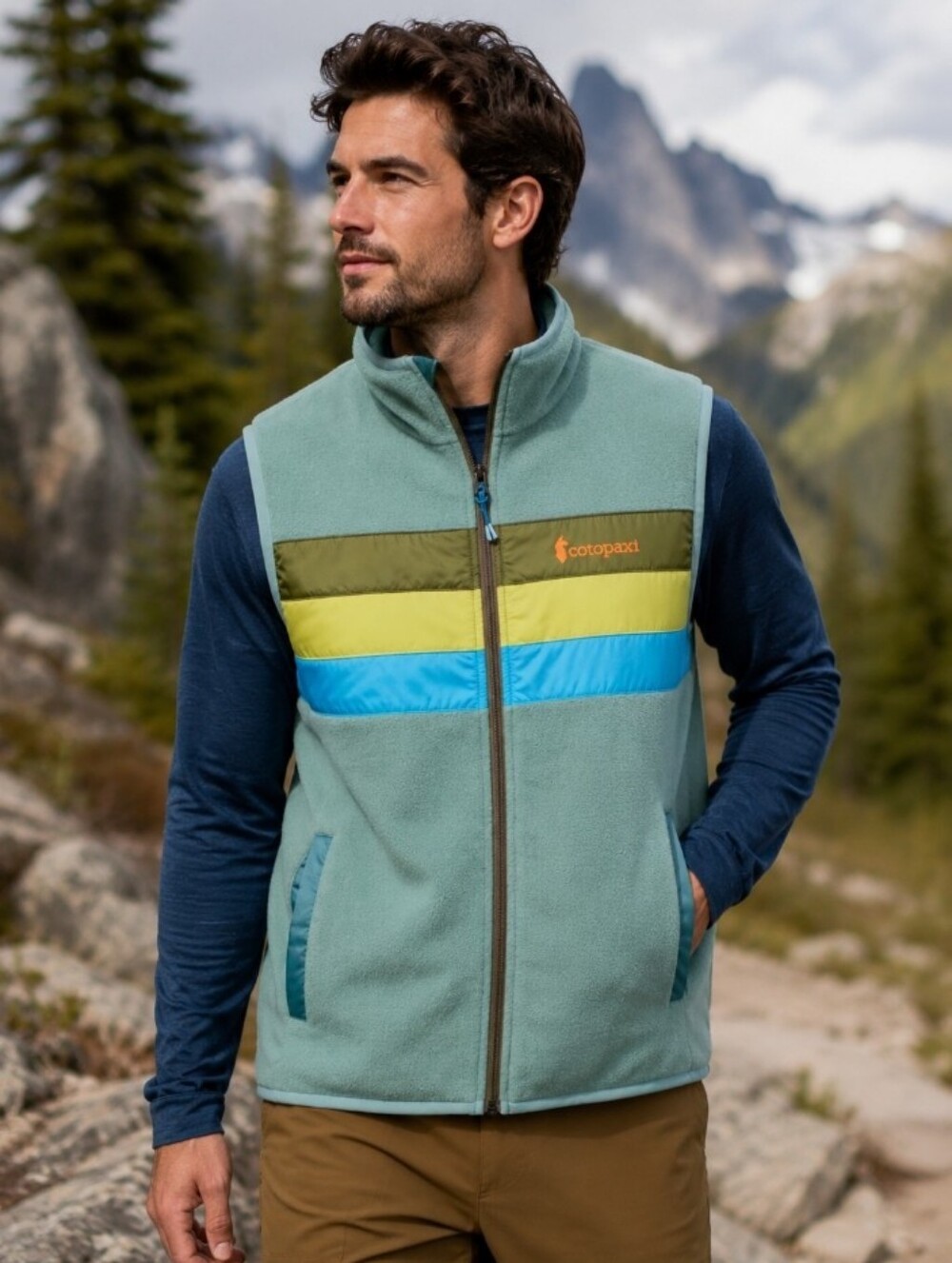 Cotopaxi Teca Full Zip Fleece Vest Blue Striped Size XS